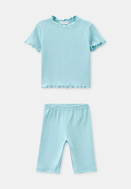 Комплект из футболки и велосипедок из ткани в рубчик 