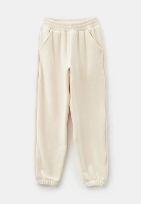 Костюм из флиса для девочек в молочном и коричневом цвете