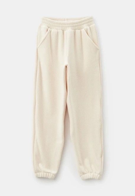 Костюм из флиса для девочек в молочном и коричневом цвете