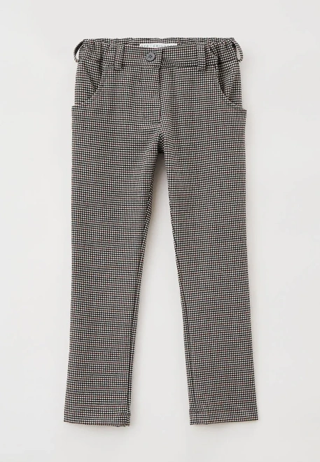 Брюки со смещенными назад боковыми швами из костюмной ткани в мелкую клетку
