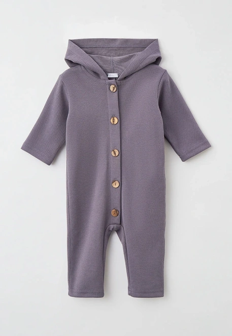 Комбинезон для малышей из трикотажа на пуговицах и с капюшоном 