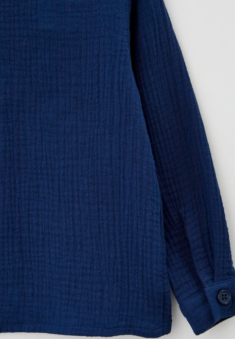 Рубашка на мальчика из муслина синяя