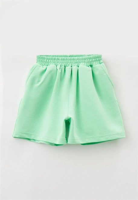 Шорты трикотажные из футера на резинке салатового цвета