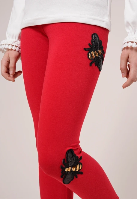 Леггинсы с пчелкой в огненно-красном цвете