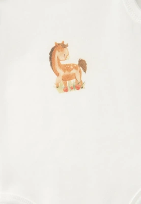 Боди - майка из хлопкового трикотажа с принтом лошадка с яблоками 
