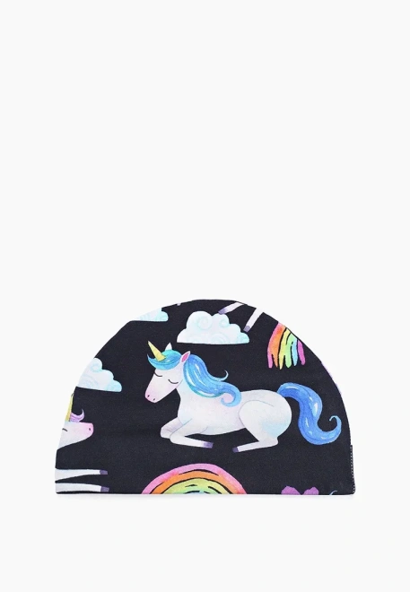 Шапка трикотажная с принтом единороги