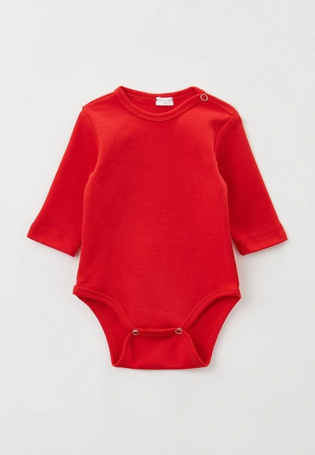Боди из красного трикотажного хлопка с длинными рукавами
