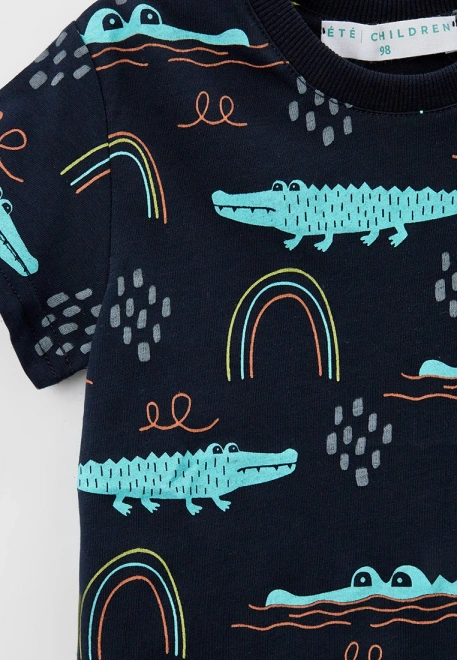 Футболка из тонкого хлопка с ярким принтом крокодилы