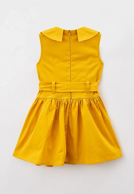 Платье короткое с круглым воротником и поясом