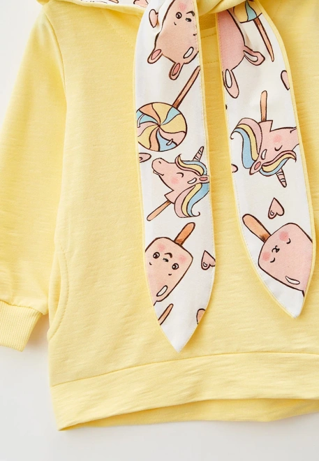 Костюм из худи с завязками и джоггерами в желтом цвете
