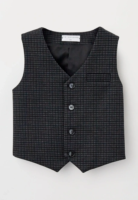 Жилет на мальчика классический в серую клетку
