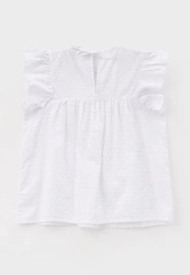 Блузка летняя с рукавами-крылышками из текстурного хлопка