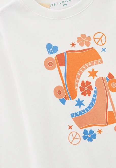 Лонгслив из трикотажного хлопка прямого кроя с рисунком роликов