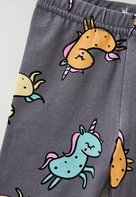 Капри для малышей с принтом единорожки на сером