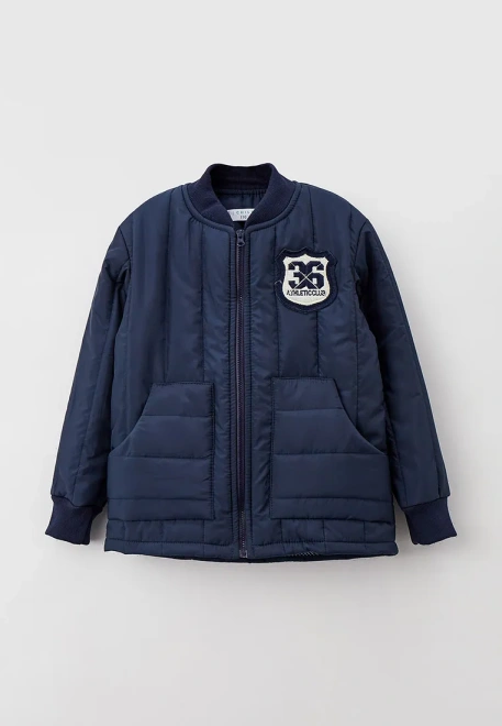 Куртка  на молнии из стеганной синей ткани 