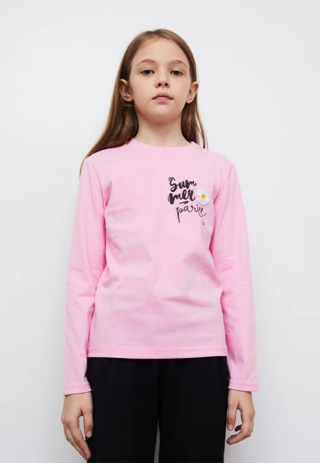 Лонгслив с пришивной деталью в розовом цвете 