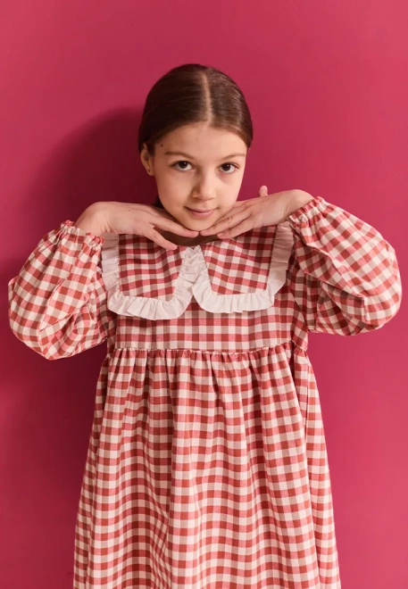 Платье Мона из хлопка в красном и белом цвете