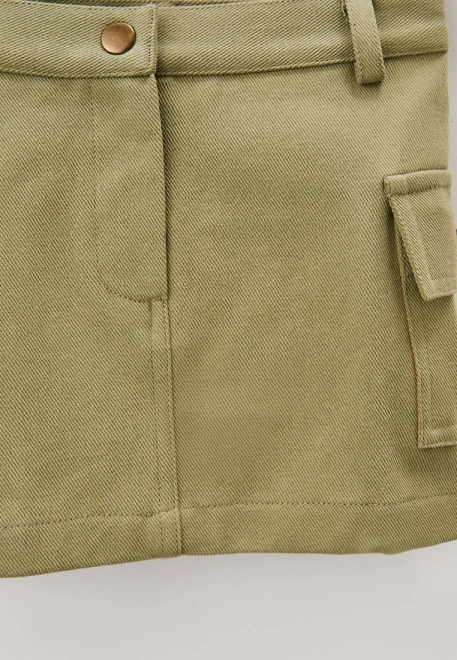 Юбка мини из денима с накладными карманами