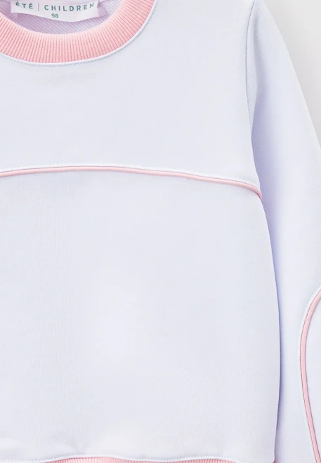 Костюм спортивный из белого футера с контрастным кантом и манжетами