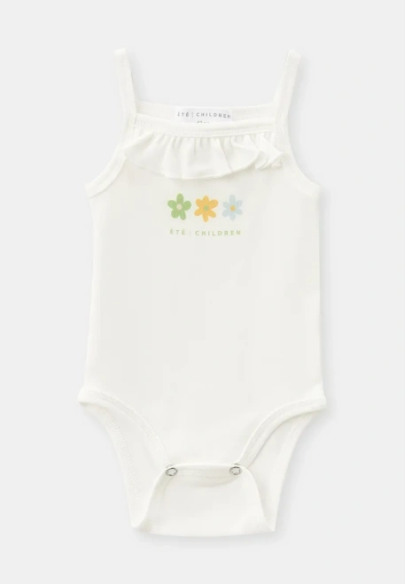 Боди с рюшкой из хлопка с принтом цветоки 