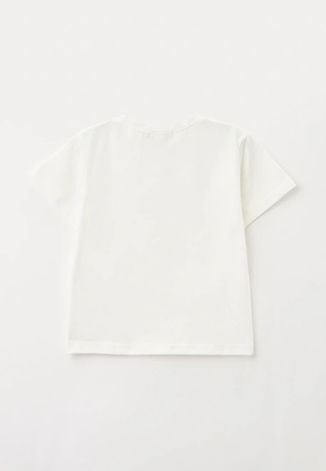 Футболка молочного цвета с рисунок заяц в шубке