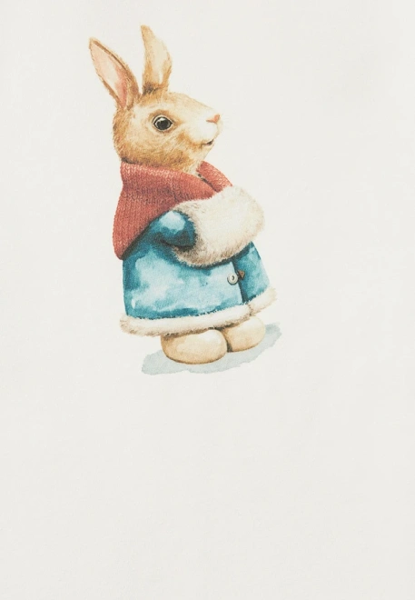 Футболка молочного цвета с рисунок заяц в шубке