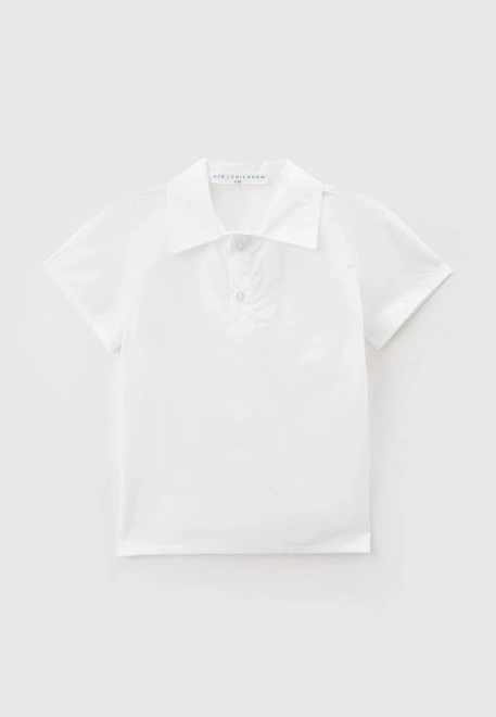 Рубашка-поло из поплина белого цвета с короткими рукавами и отложным воротником