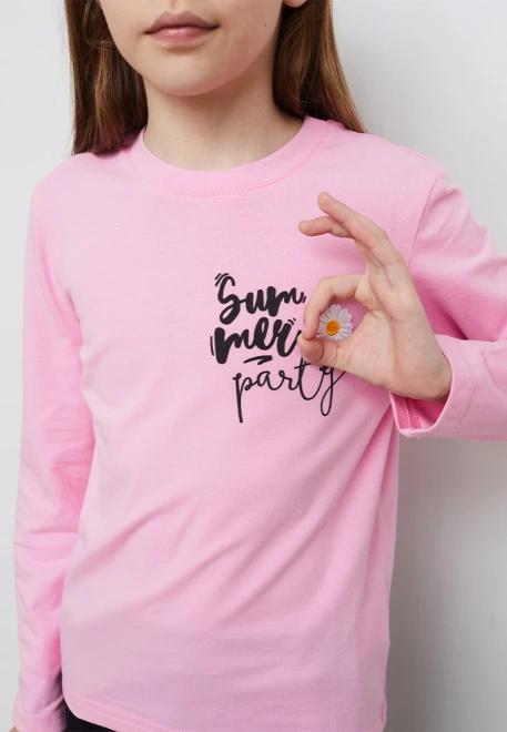 Лонгслив с пришивной деталью в розовом цвете 