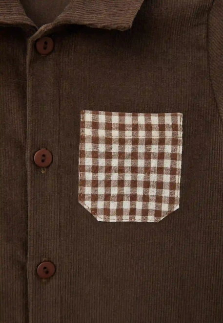 Рубашка Тревис из микровельвета в коричневом цвете