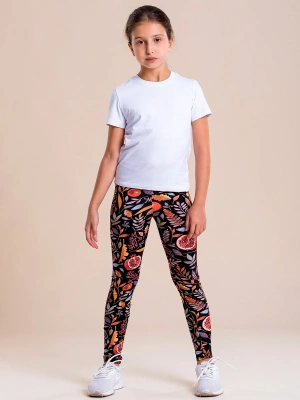 Леггинсы с гранатом и цветами в черном окрасе