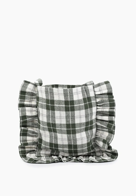 Сумка из хлопка в клетку с длинной ручкой