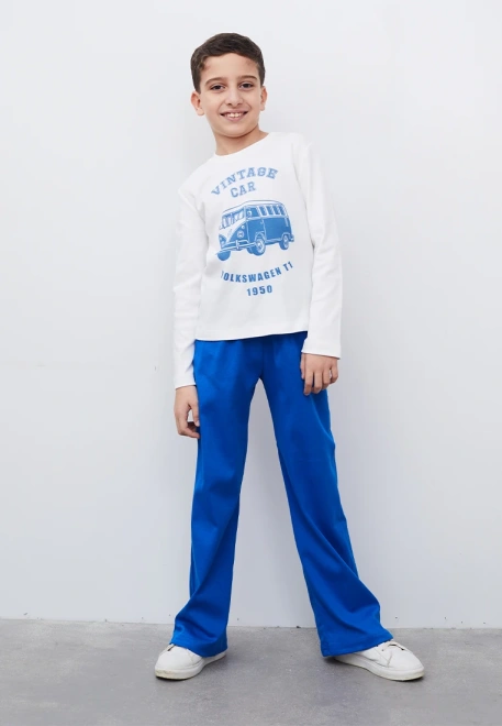 Пижама с брюками на мальчика с принтом ретро автомобиля 