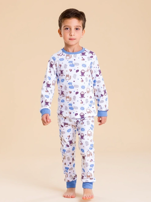 Пижама из мягкого трикотажа с манжетами на рукавах и брюках