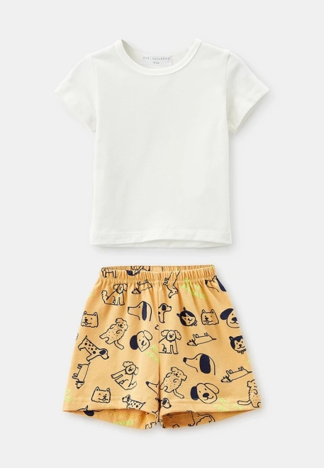 Комплект из футболки и шортиков с собачками