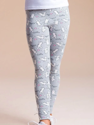 Леггинсы из трикотажа с принтом кролики на сером