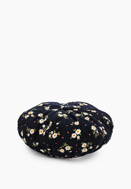 Берет из хлопкового микровельвета в цветочек Берет из хлопкового микровельвета в цветочек