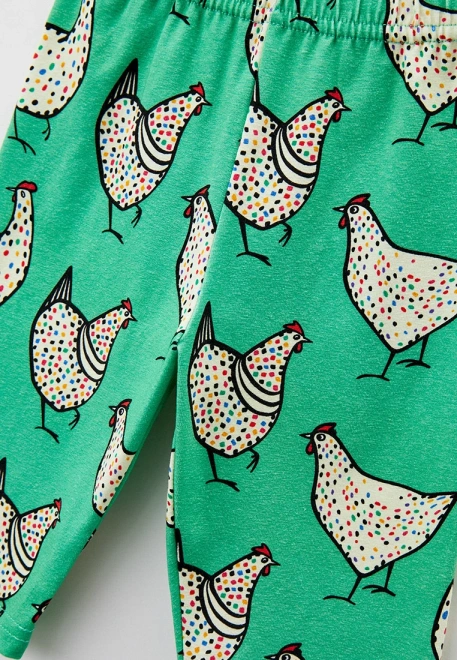 Велосипедки зеленые с принтом цветные курочки