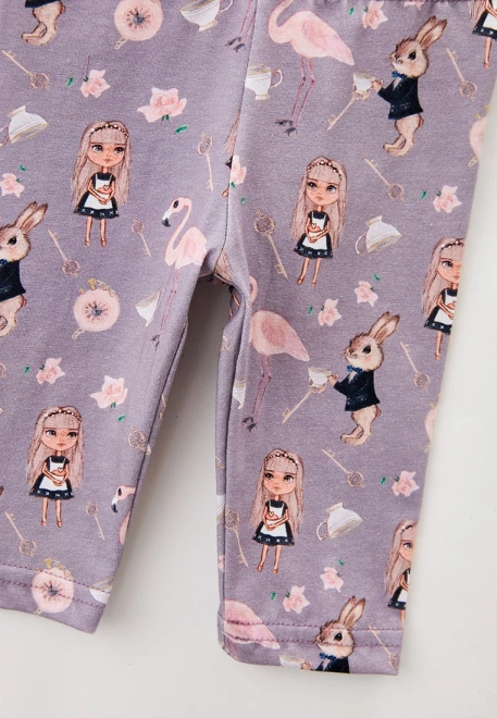 Леггинсы с куклой для малышей в фиолетовом цвете
