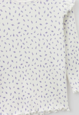 Лонгслив с крылышками из трикотажа в рубчик