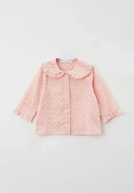 Блузка из прошвы на пуговицах с круглым воротником