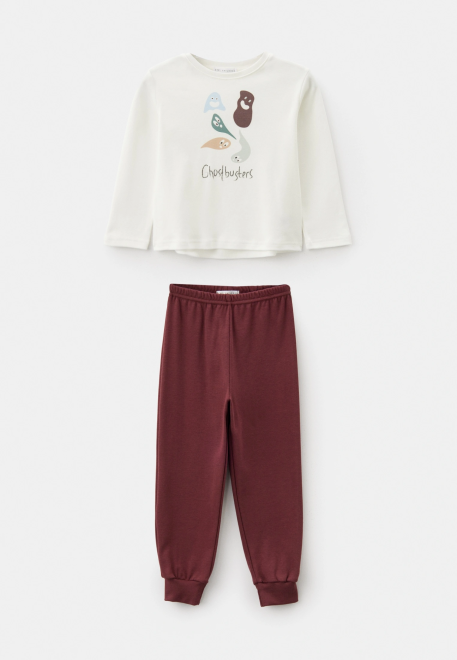 Пижама Чен с принтом в бордовом цвете
